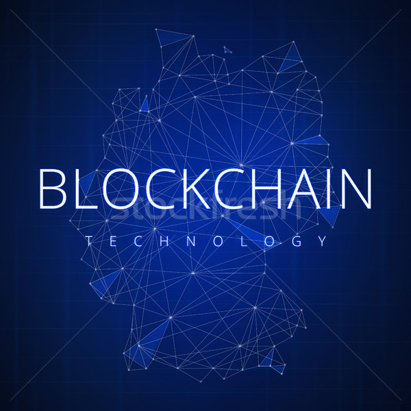 Blockchain technology hud banner with Germany map. Stock photo © RAStudio