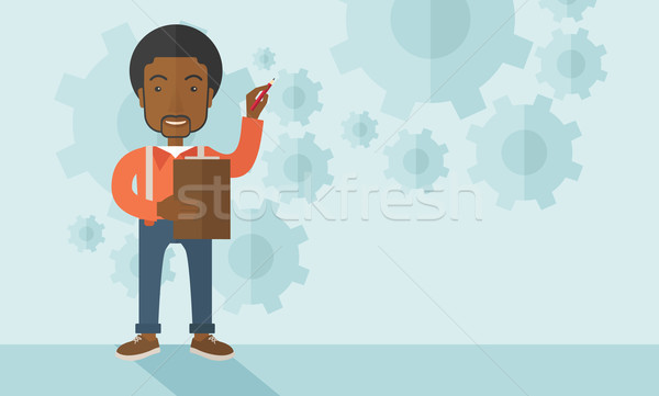 African lecturer with gears background Stock photo © RAStudio