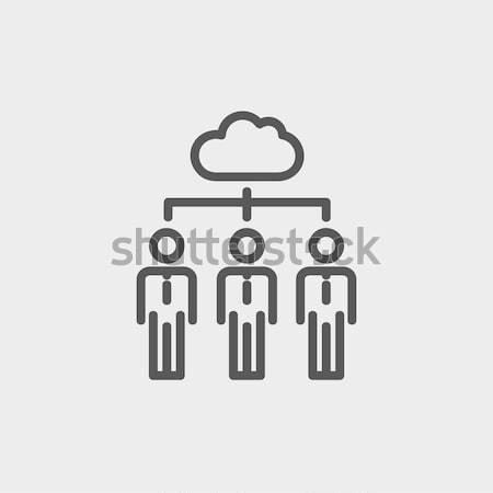 Three businessmen under the cloud thin line icon Stock photo © RAStudio