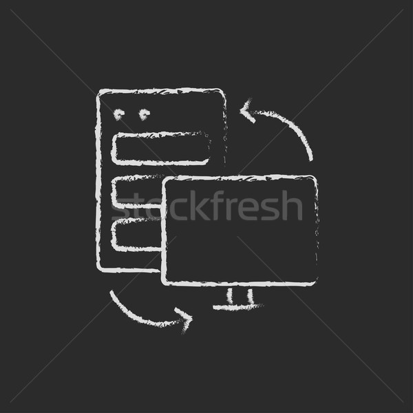 Personal computer set. CPU Central processing unit drawn in chalk Stock photo © RAStudio