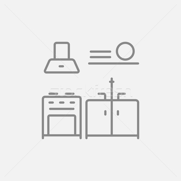 Kitchen interior line icon. Stock photo © RAStudio