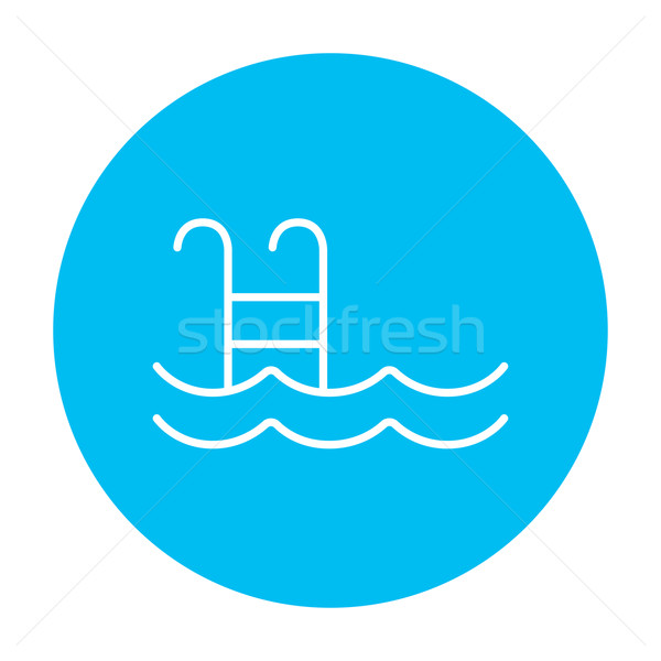 Swimming pool with ladder line icon. Stock photo © RAStudio