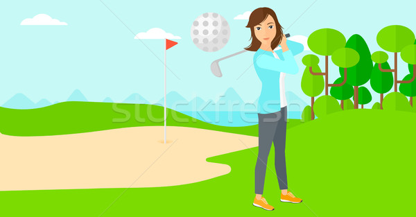 Piłka kobieta golf dziedzinie wektora Zdjęcia stock © RAStudio