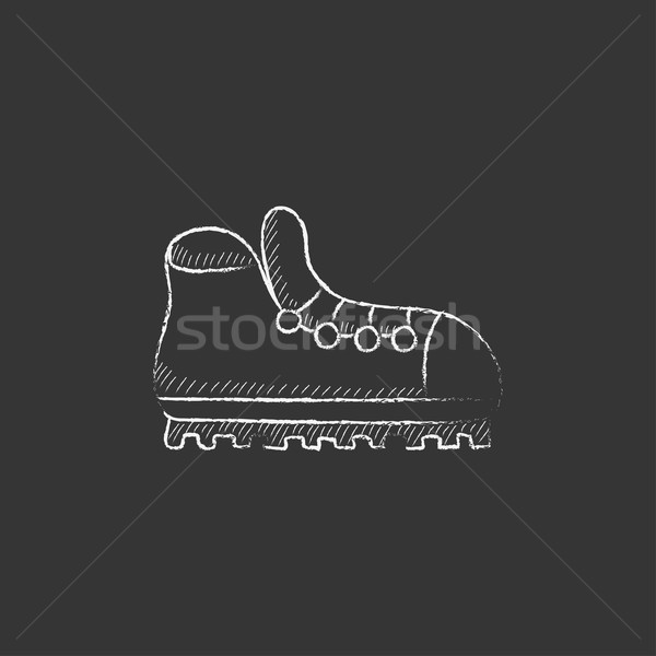 Hiking boot with crampons. Drawn in chalk icon. Stock photo © RAStudio