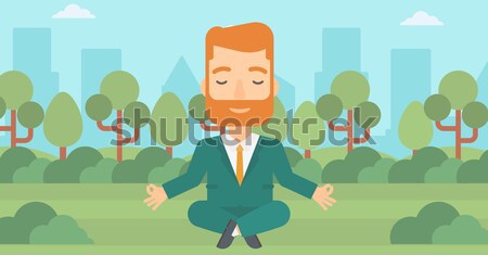 Businessman meditating in lotus pose. Stock photo © RAStudio