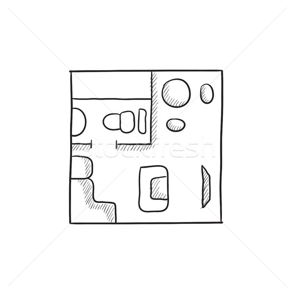 Stock fotó: Házbelső · bútor · rajz · ikon · vektor · izolált