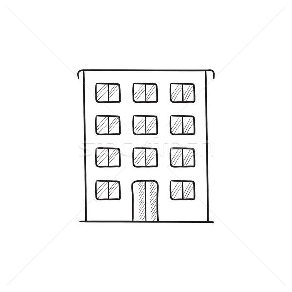 Woon- gebouw schets icon vector geïsoleerd Stockfoto © RAStudio