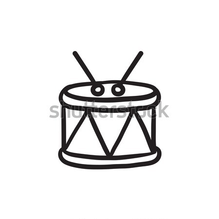 Drum szkic ikona wektora odizolowany Zdjęcia stock © RAStudio