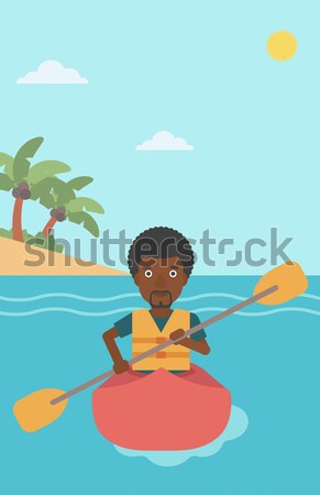 Woman riding in kayak vector illustration. Stock photo © RAStudio