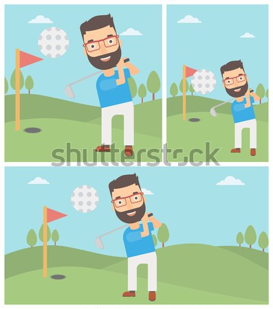 Golfer hitting the ball vector illustration. Stock photo © RAStudio