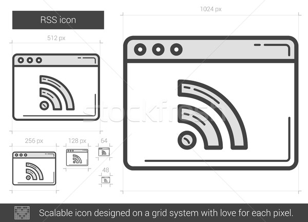 Rss line Symbol Vektor isoliert weiß Stock foto © RAStudio