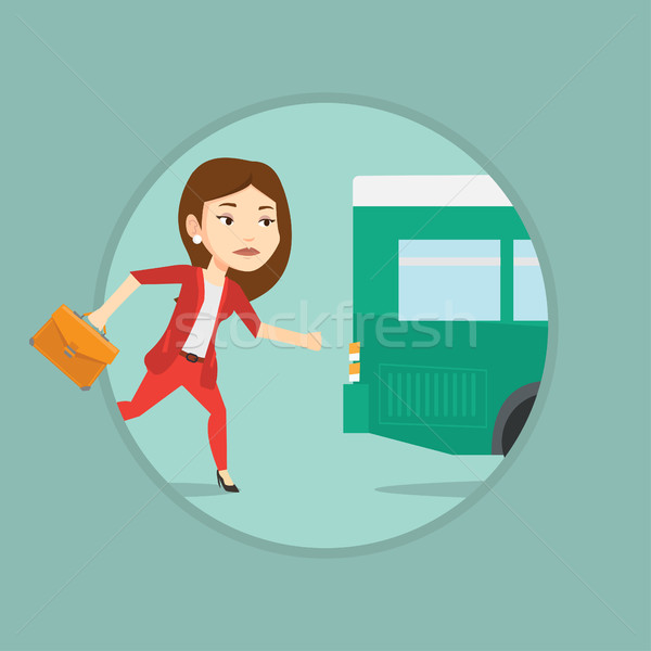 Latecomer woman running for the bus. Stock photo © RAStudio