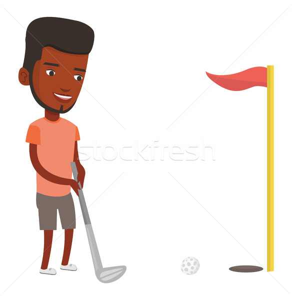 Golfer hitting the ball vector illustration. Stock photo © RAStudio