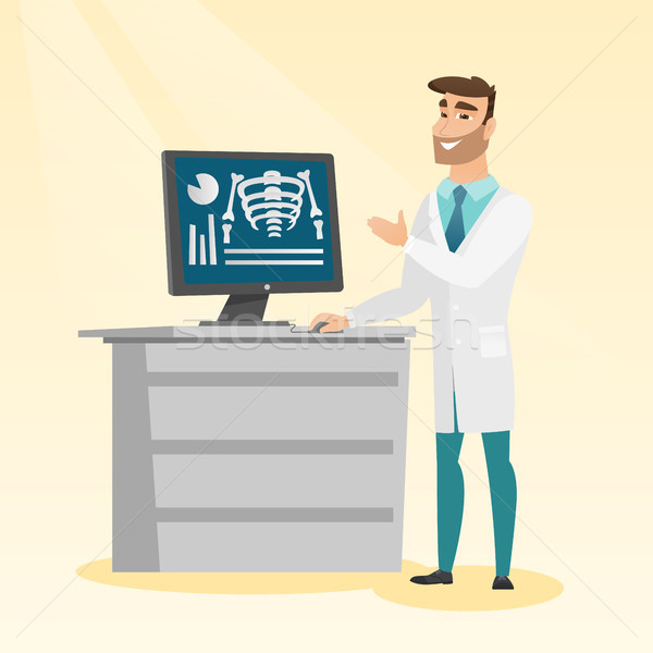 Doctor examining a radiograph vector illustration. Stock photo © RAStudio