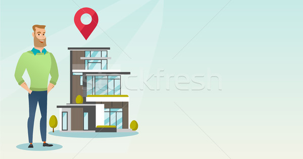 Realtor on background of house with map pointer. Stock photo © RAStudio