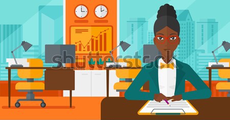 Real estate agent signing contract. Stock photo © RAStudio