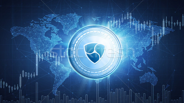 NEM coin on hud background with bull stock chart. Stock photo © RAStudio