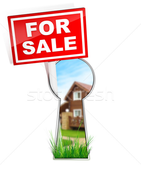 [[stock_photo]]: Signe · vente · immobilier · maison · maison · rouge