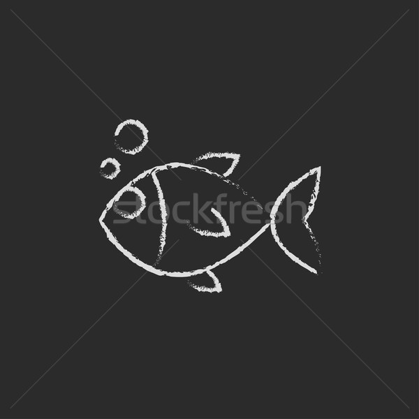 Little fish under water icon drawn in chalk. Stock photo © RAStudio