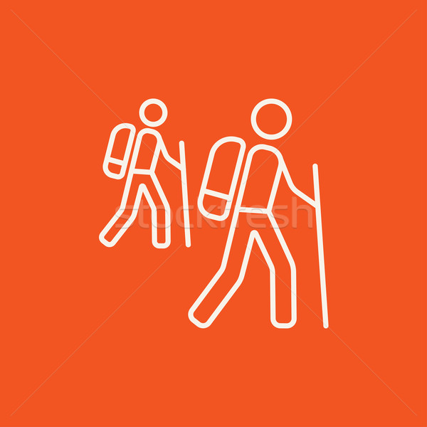 Toeristische backpackers lijn icon web mobiele Stockfoto © RAStudio