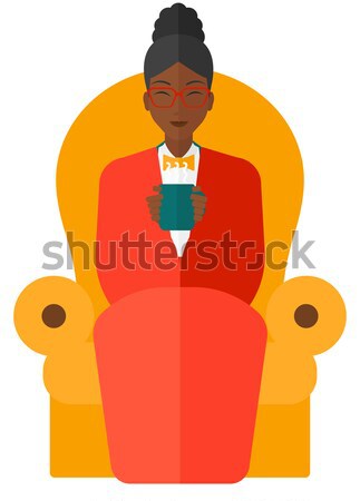 человека сидят Председатель Кубок чай Сток-фото © RAStudio