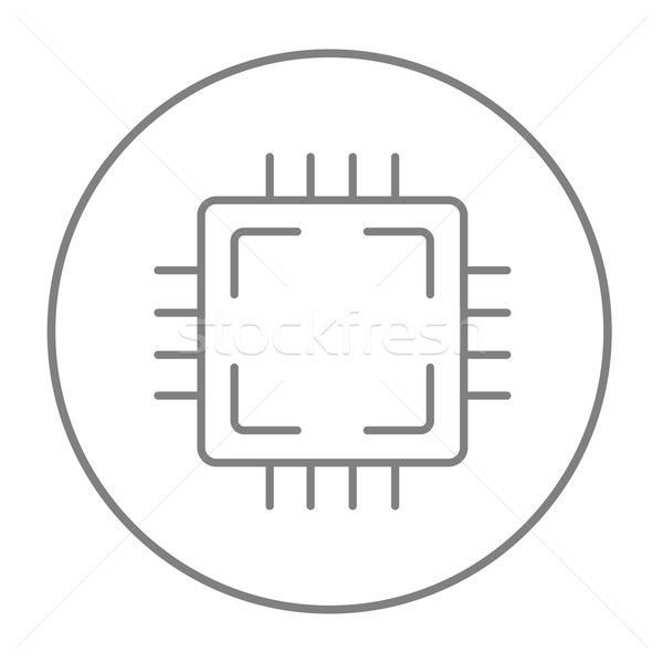 Cpu ligne icône web mobiles infographie [[stock_photo]] © RAStudio