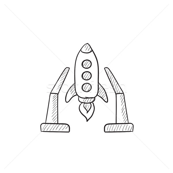 Space shuttle on take-off area sketch icon. Stock photo © RAStudio