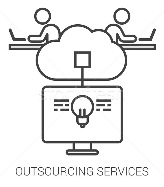 Stock photo: Outsourcing services line infographic.