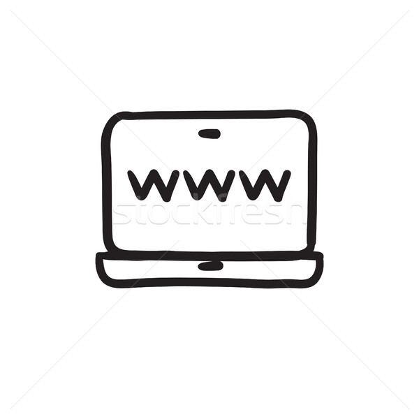 Stock photo: Website on laptop screen sketch icon.