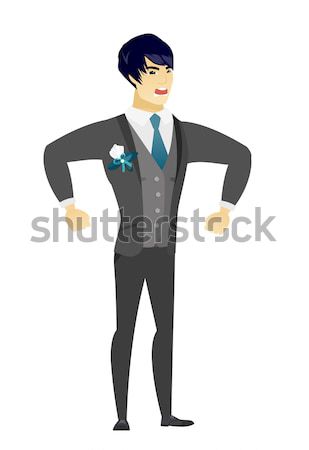 Young asian furious groom screaming. Stock photo © RAStudio