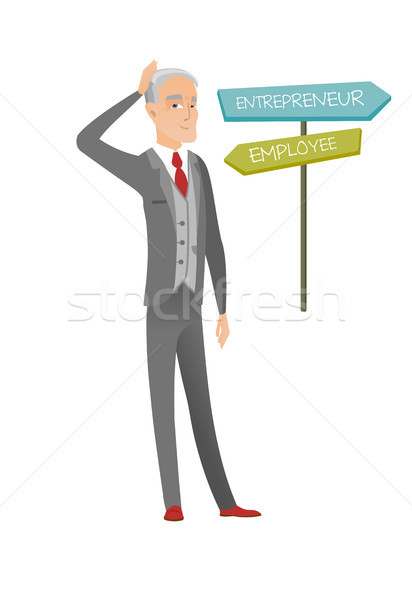 Confused caucasian man choosing career pathway. Stock photo © RAStudio