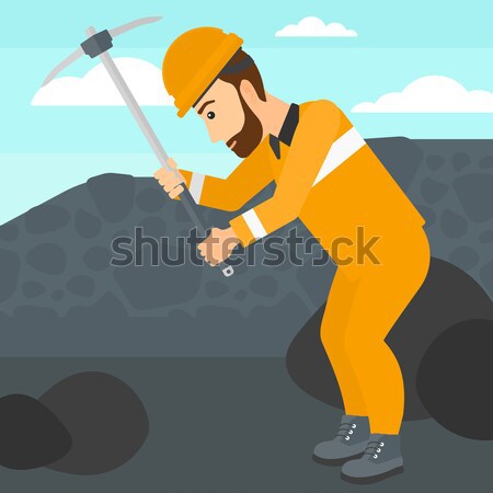 Miner working with pickaxe vector illustration. Stock photo © RAStudio
