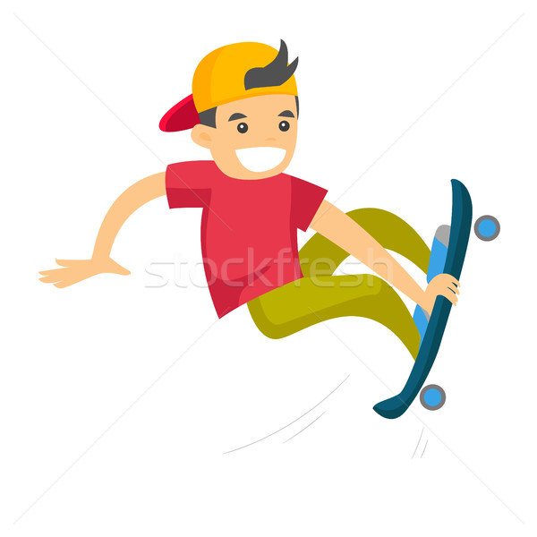 Caucasian white man riding a skateboard. Stock photo © RAStudio