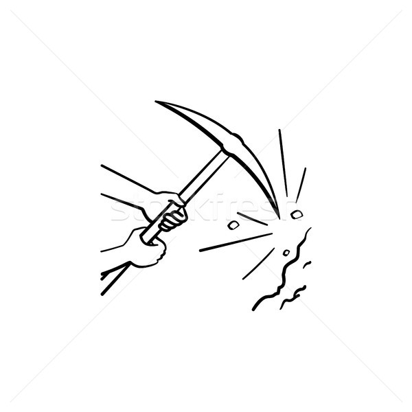 Pickaxe chisel hand drawn outline doodle icon. Stock photo © RAStudio