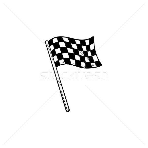Racing checkered flag hand drawn outline doodle icon. Stock photo © RAStudio