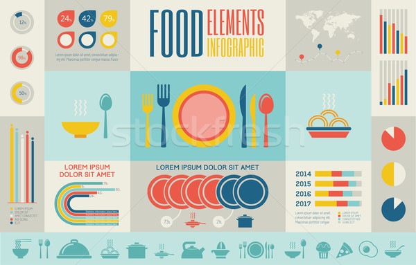 Stock fotó: étel · infografika · sablon · elemek · meg · ikon · gyűjtemény