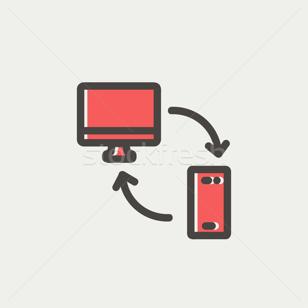 Data transferring from laptop to smartphone thin line icon Stock photo © RAStudio