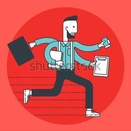 Werknemer multitasking baan man veel handen Stockfoto © RAStudio