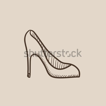 Lady high heel shoe sketch icon Stock photo © RAStudio