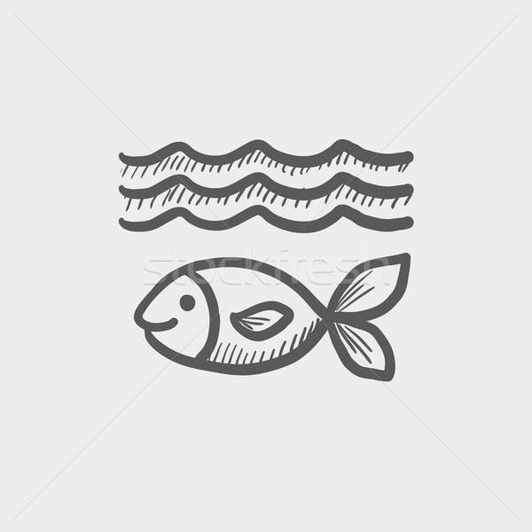 Fish under water sketch icon Stock photo © RAStudio