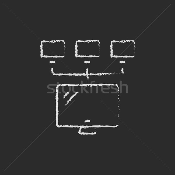 Group of monitors icon drawn in chalk. Stock photo © RAStudio