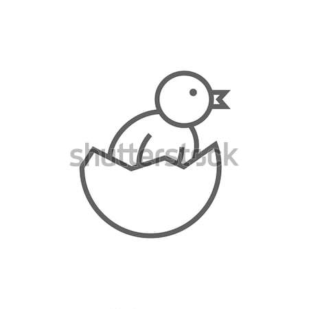 Chick na zewnątrz jaj powłoki line ikona Zdjęcia stock © RAStudio