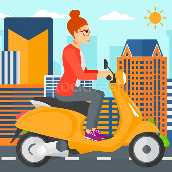 Woman riding scooter. Stock photo © RAStudio