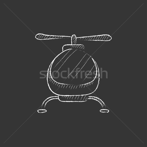 Stock fotó: Helikopter · rajzolt · kréta · ikon · kézzel · rajzolt · vektor