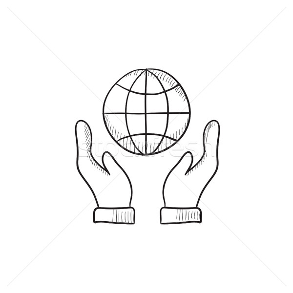Two hands holding globe sketch icon. Stock photo © RAStudio
