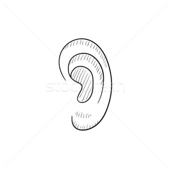 Stock photo: Human ear sketch icon.