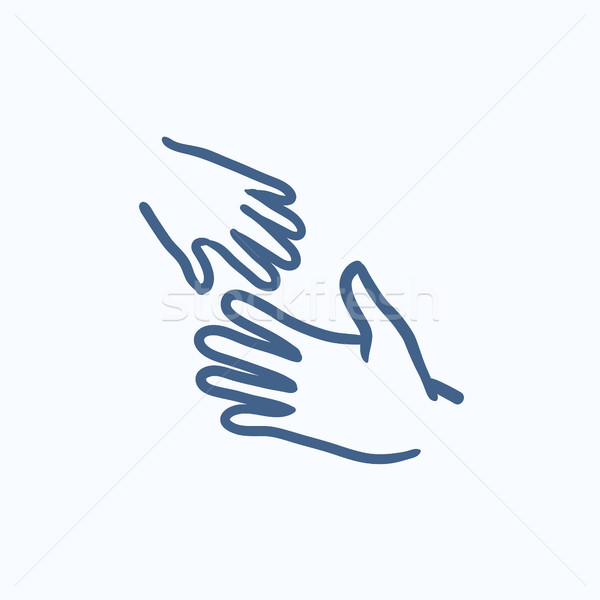 Stockfoto: Handen · ouder · kind · schets · icon · vector