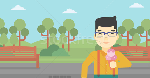 Man eating ice cream vector illustration. Stock photo © RAStudio