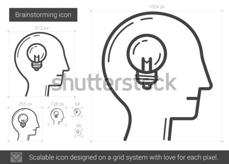 Foto stock: Lluvia · de · ideas · línea · icono · vector · aislado · blanco