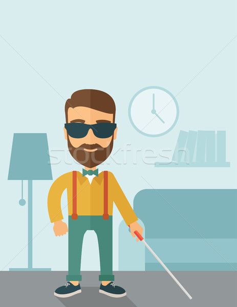 Blind man with walking stick Stock photo © RAStudio